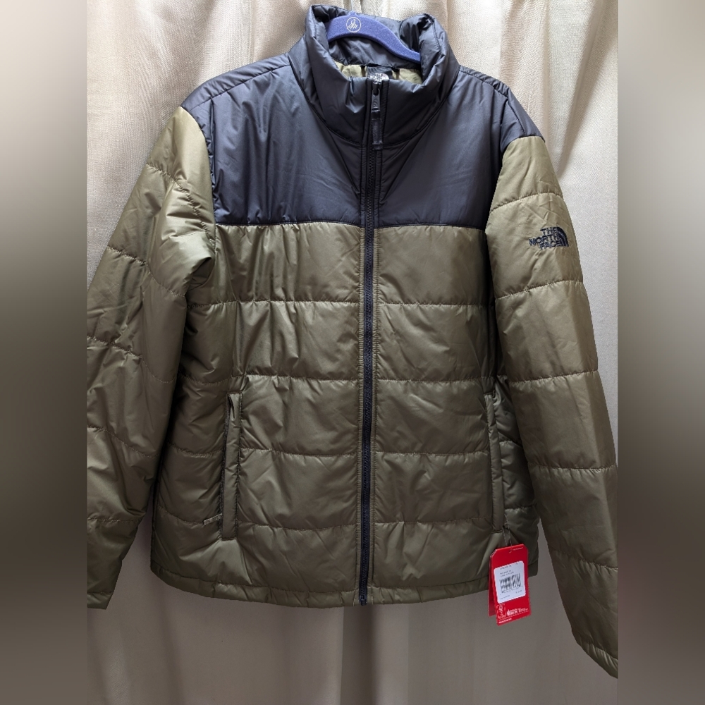 The North Face Two-Tone Puffer Jacket Olive And Black Men's XL